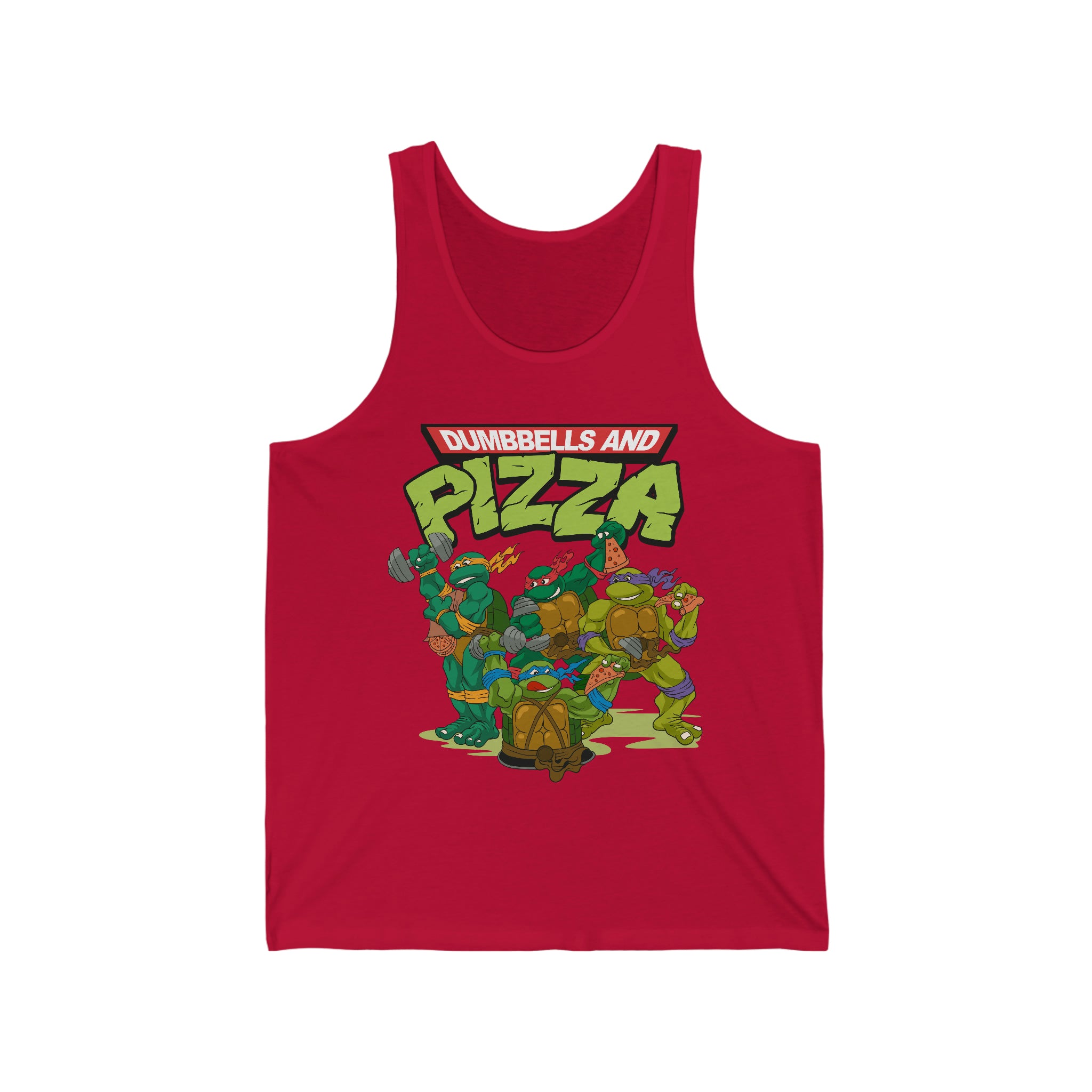 Dumbbells And Pizza Unisex Tank Top