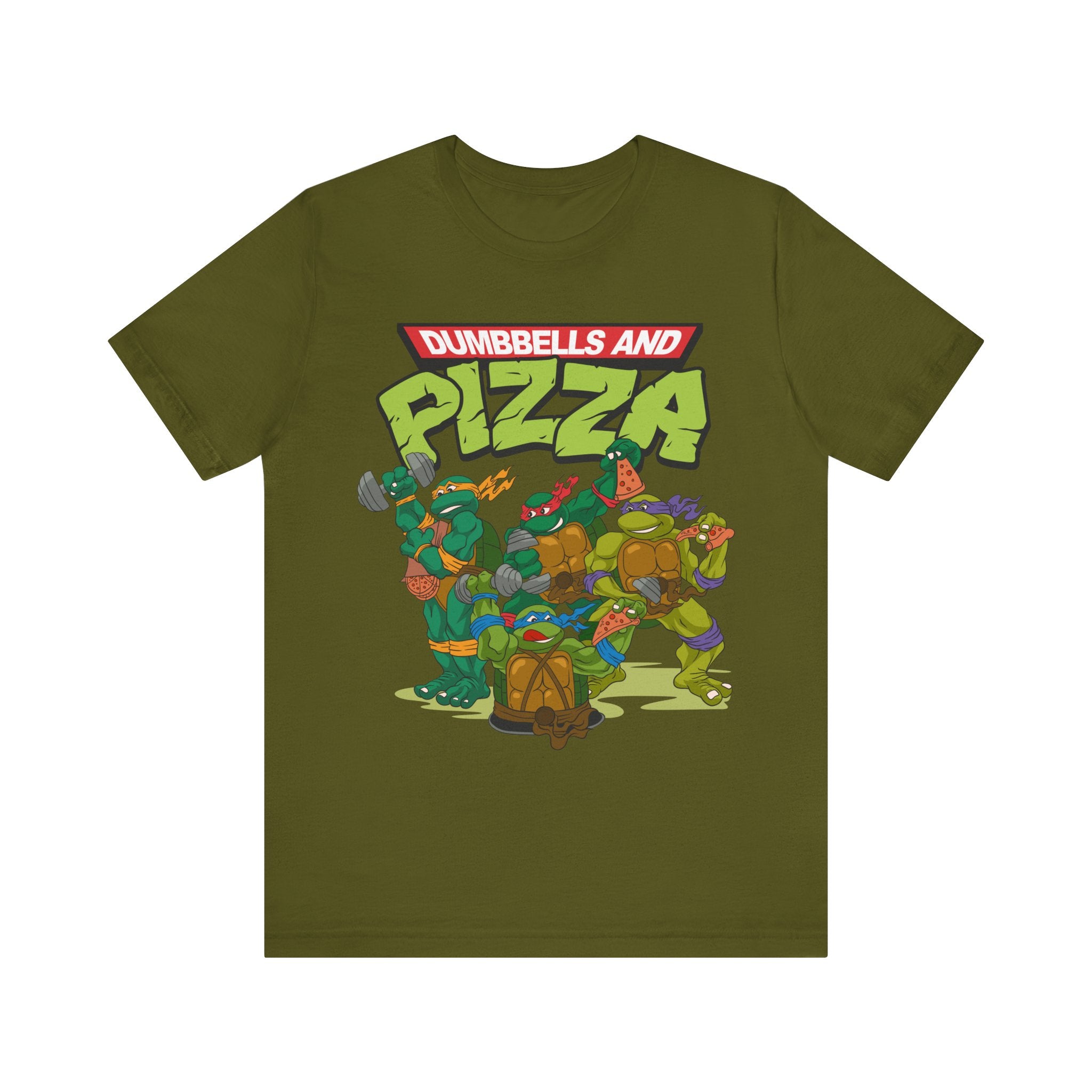 Dumbbells & Pizza Fitted Unisex T-shirt (FRONT DESIGN)