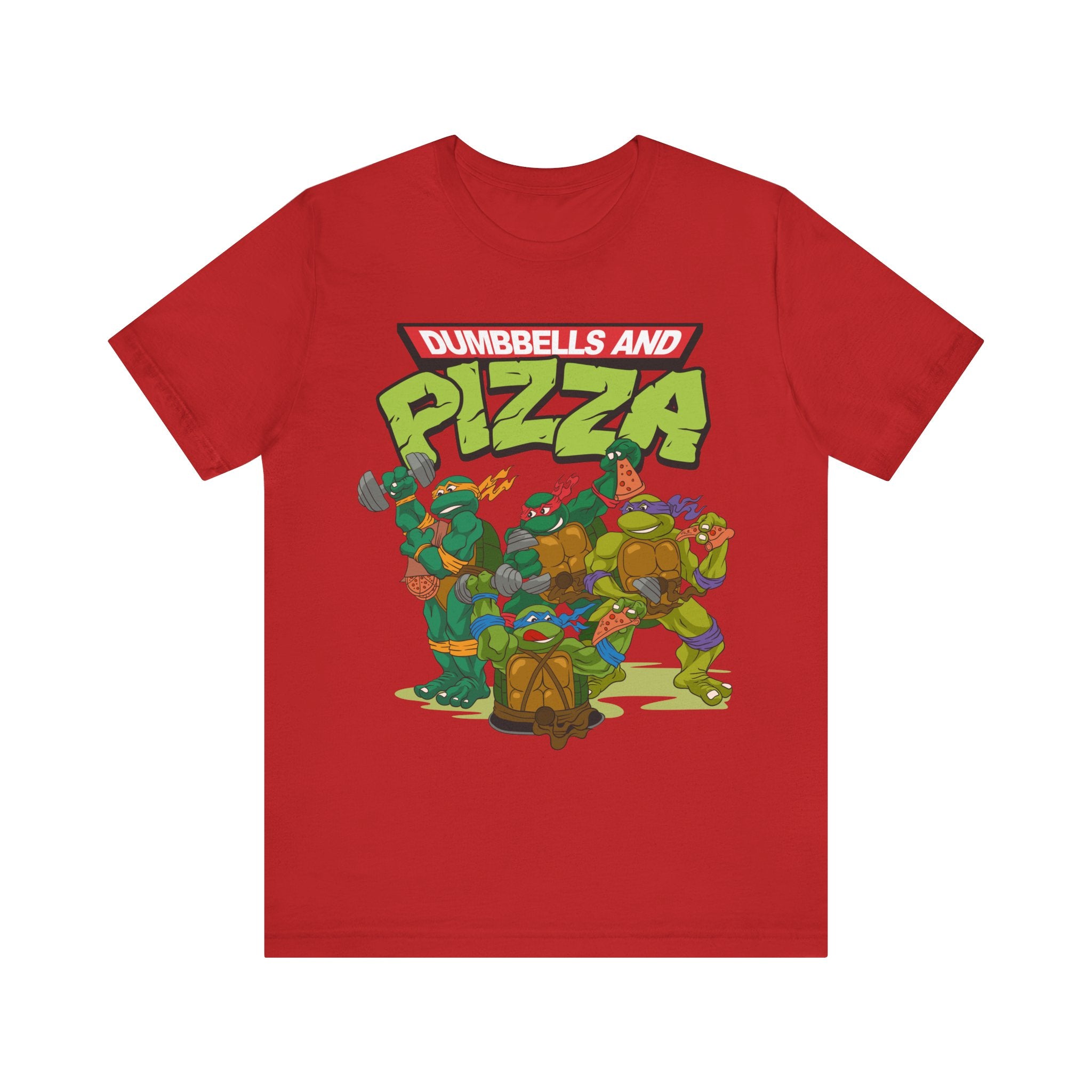 Dumbbells & Pizza Fitted Unisex T-shirt (FRONT DESIGN)