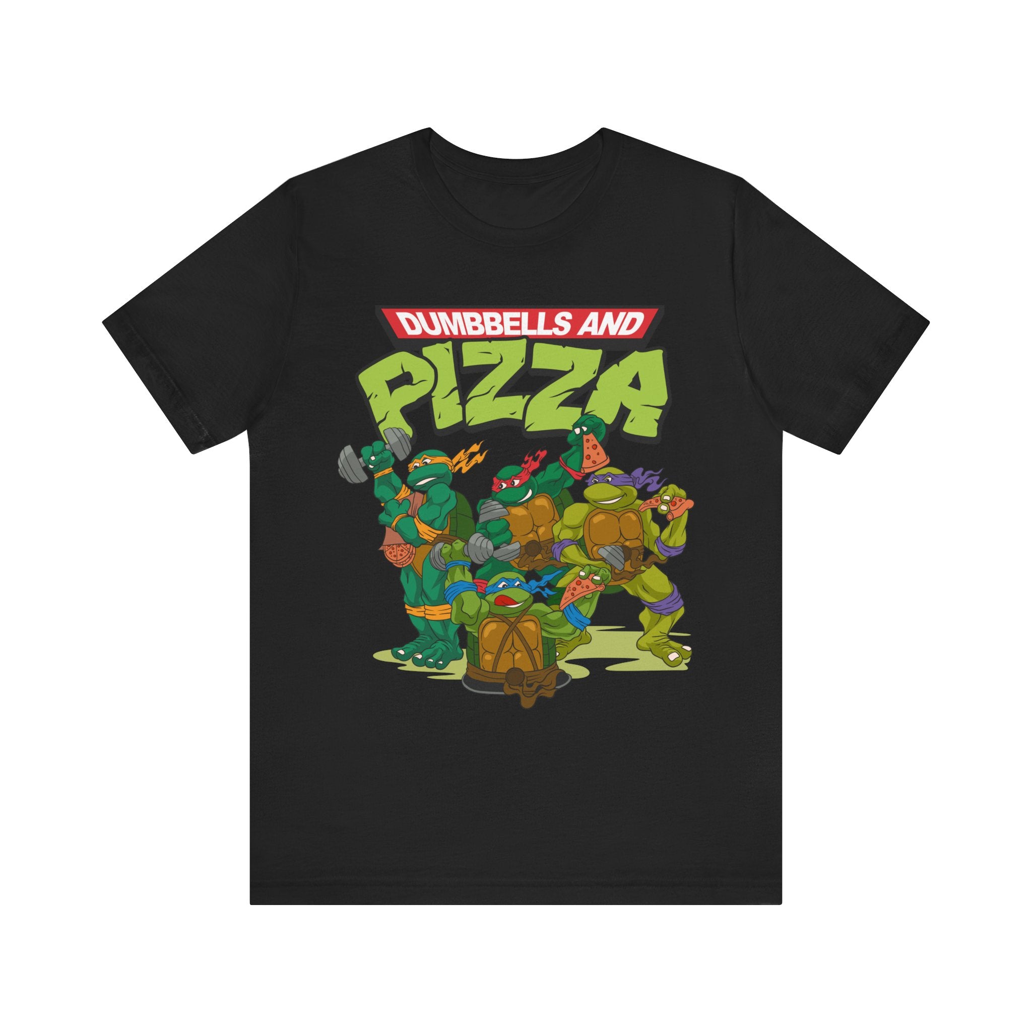 Dumbbells & Pizza Fitted Unisex T-shirt (FRONT DESIGN)
