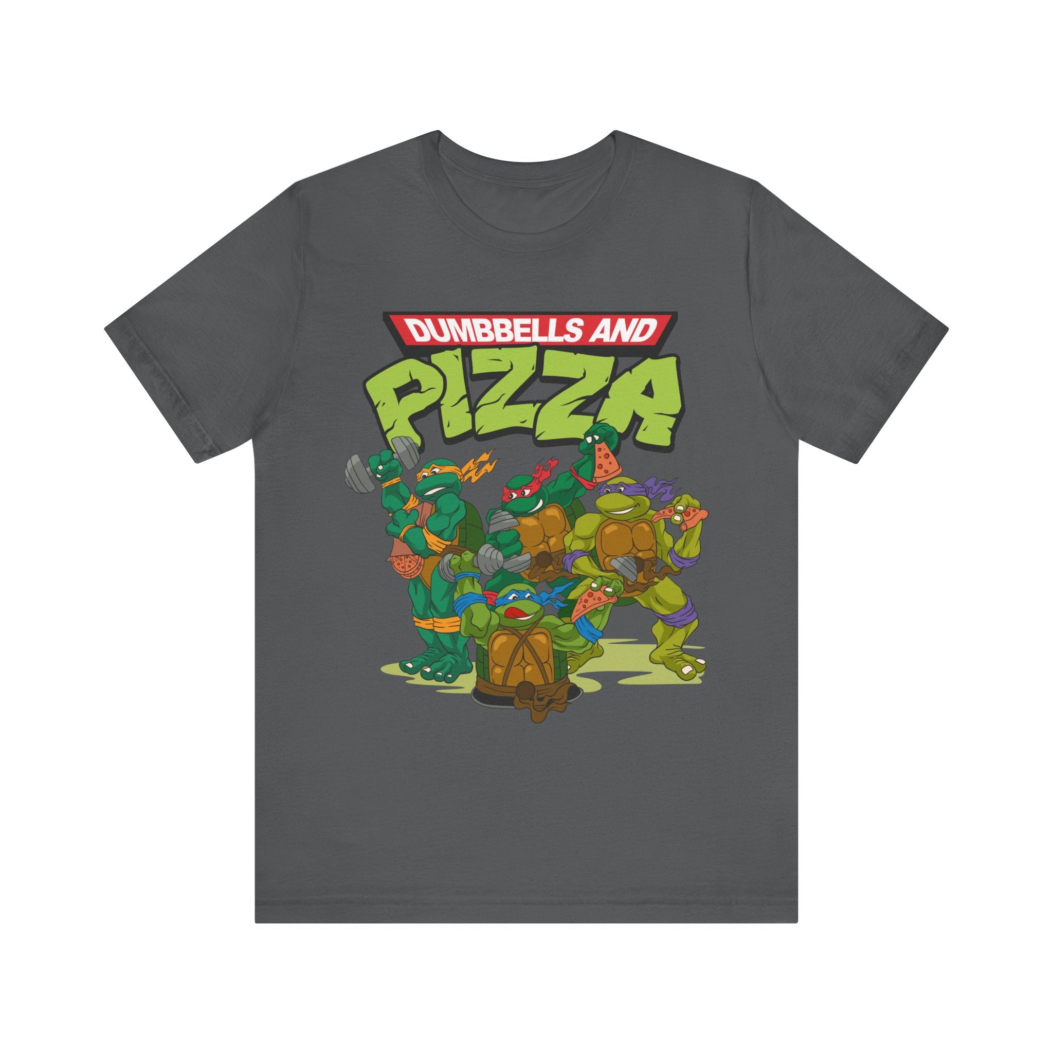 Dumbbells & Pizza Fitted Unisex T-shirt (FRONT DESIGN)