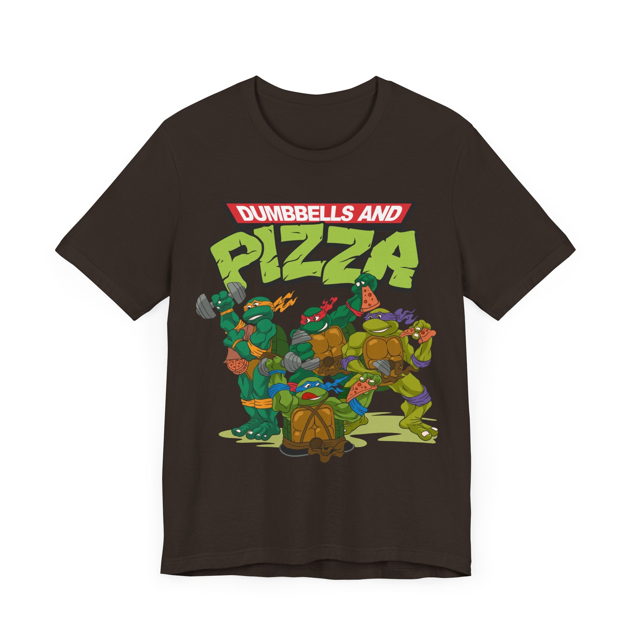 Dumbbells & Pizza Fitted Unisex T-shirt (FRONT DESIGN)